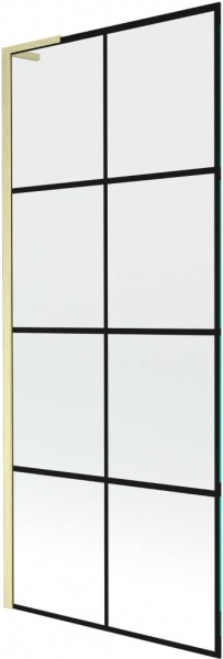 MEXEN/S - Next L vanová zástěna FIX 80 x 150, černá vzor, zlatá kartáčovaná 895-080-000-03-77-55
