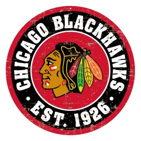 Mustang Cedule Chicago Blackhawks NHL 22" Round Distressed Logo