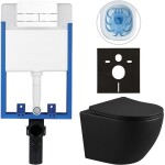 CERANO - Kompletní WC set Profi/Cesso - černá matná - WC tlačítko Line/Bílá - pro zazdění - 49x36 CER-8050BD84262