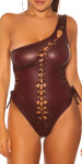 Sexy KouCla Coldshoulder Wetlook Body barva BORDEAUX velikost Einheitsgroesse