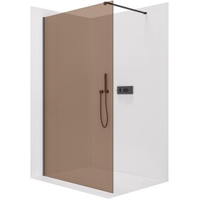 CERANO Sprchová zástěna Walk-in Onyx Cube L/P - 8 mm - hranatá vzpěra - černá matná, bronzové sklo - 100x200 cm