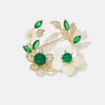 Brož s perleťovými květy a zirkony, Zlatá