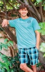 Pyžamo Key MNS 630 A25 kr/r M-2XL GREEN-GRID XXL