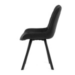 Židle jídelní, černá látka v dekoru broušené kůže, černý kov