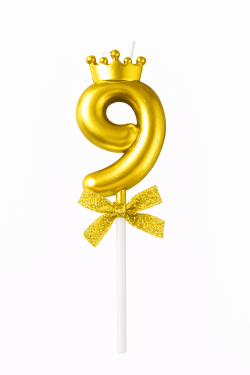 Cake star Dortová svíčka s "korunkou" zlatá č.9