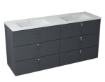 SAPHO - MITRA umyvadlová skříňka s umyvadlem, 3 zásuvky, 150x70x46 cm, antracit 2XMT0821601-150