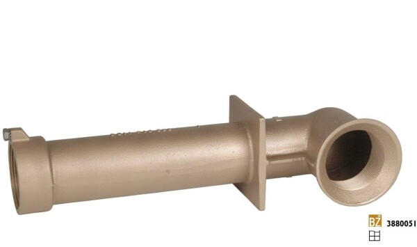Hugo Lahme průchod stěnou, bronz, vnitřní závit 2" x 2", délka 300 mm, úhel 90°, pro keramické bazény