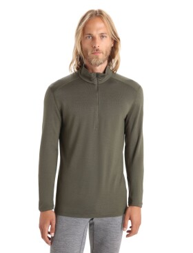 Pánské merino tričko s dlouhým rukávem ICEBREAKER Mens 260 Tech LS Half Zip, Loden velikost: M