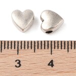 Kovový korálek - starostříbrný - srdce - 7 x 7 x 4 mm - 1 ks
