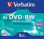 Verbatim DVD-RW 4,7GB 4x, jewel, 5ks (43285)