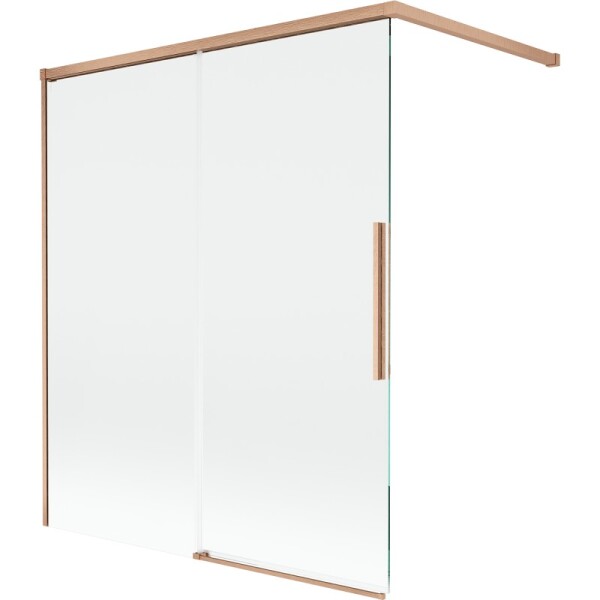 MEXEN/S - Rox vanová zástěna 2-křídlová posuvná 140 x 150, transparent, měď kartáčovaná 8C9-140-003-65-00