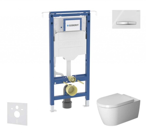 GEBERIT - Duofix Set předstěnové instalace, klozetu a sedátka Duravit ME by Starck, tlačítka Sigma50, Rimless, SoftClose, alpská bílá SANI11CP3114