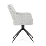 Židle jídelní, krémová látka, noha černý kov, otočný mechanismus 360°