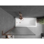MEXEN/S - Next L vanová zástěna FIX 90 x 150, proužky, růžové zlato 895-090-000-03-09-60