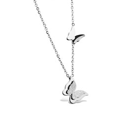 Ocelový náhrdelník Parisi - chirurgická ocel, motýlek, Stříbrná 42 cm + 5 cm (prodloužení)