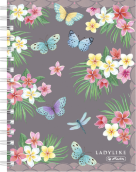 Herlitz Spirálový blok A5/100 listů čtverečkovaný Ladylike - Motýlci