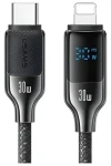 USAMS HX Series černá / Datový kabel / USB-C - Lightning / 30W / 1,2 m / Digitální displej (SJ741USB01)