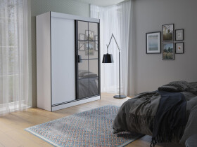 FRONTI Šatní skříň OSLIN II 150 cm bílá + černá 13136