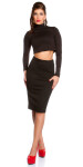 Sexy KouCla dlouhý rukáv crop top břicho zdarma black