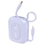 Dudao K32 10000mAh fialová / Powerbanka / s vestavěným kabelem / USB-C / Lightning / 22.5W