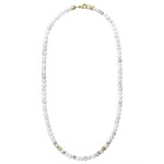 Pánský korálkový náhrdelník Angelo Gold - 6 mm přírodní bílý howlit, Bílá/čirá 55 cm