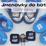 Jmenovky na boty OPIČKA 57x32mm (20ks), různé barvy