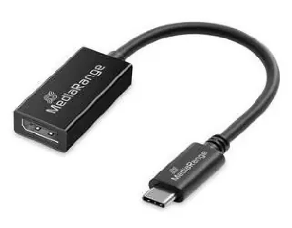MediaRange USB-C - DisplayPort černá / Konvertor / 20 cm / 8K 60 Hz / pozlacené kontakty (MRCS235)