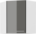 Horní rohová skříňka Lara 60x60 GN-72 1F (45°) Barva korpusu: Bílá, Barva dvířek: Šedý lesk