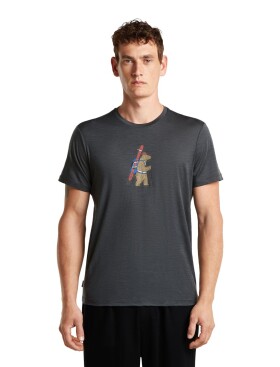 Pánské merino triko krátký rukáv ICEBREAKER Mens Merino 150 Tech Lite SS Tee Bear Tour, Obsidian velikost: M