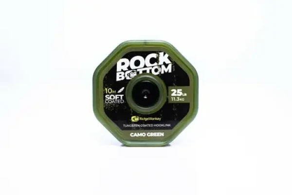 RidgeMonkey Šňůrka Connexion Rock Bottom Tungsten Coated Soft Hooklink 10m 25lb Camo Green (RMT279)