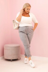 Dámské kalhoty s efektem usedlosti Plus Size s viskózou a gumou šedé UNI