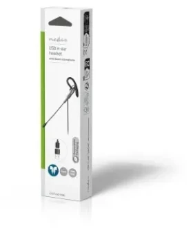 Nedis PC sluchátka do ucha černá, šedá / Mono / USB-C + USB-A / Ohýbací mikrofon / Kabel 1,8 m (CHSTUM210BK)