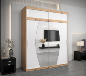 Šatní skříň Abi E0 s nástavcem Barva korpusu: Dub artisan, Rozměry: 200 cm, Dveře: Bílá