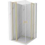 MEXEN/S - Mist L Duo sprchový kout dveře křídlové 95 x 95, transparent, zlato kartáčovaná 8A4L-095-095-55-00