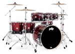 PDP Concept Maple 7 Piece Red to Black Fade Sparkle Laquer