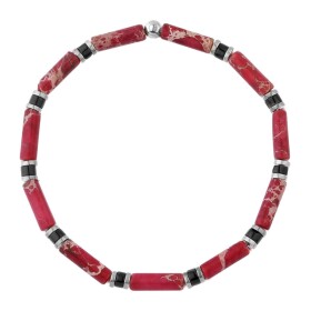 Luxusní pánský náramek s červeným jaspisem Antonio, Červená 20 cm