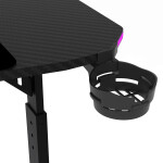 Pevný herní stůl 120x60cm, RGB LED, výběr výšky, melamin, carbon, LT-H1212 BK