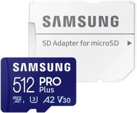SAMSUNG Micro SDXC PRO Plus 512GB + SD adaptér / UHS-1 / Class 10 / U3 / Čtení: 180MBps / Zápis: 130MBps (MB-MD512SA/EU)