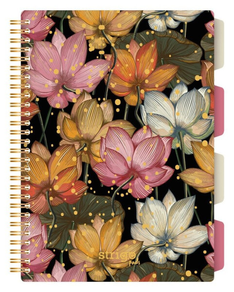 Spirálový blok B5, 100l, 80g, čtverečkovaný - Japonské Květy