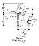 GROHE - Eurosmart Umyvadlová baterie s výpustí, chrom 23456002