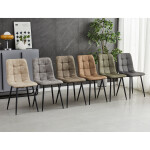 Židle jídelní, šedá látka cowboy, nohy černý kov