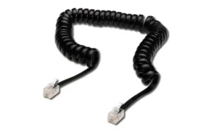 Digitus spirálový telefonní kabel RJ10 černý / Telefonní kabel / RJ10 - RJ10 / kroucený / 4 m (AK-460101-040-S)