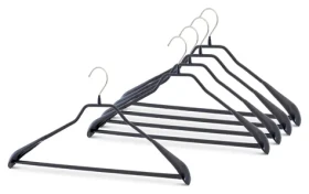 MAWA BODYFORM 46 cm černé / Ramínko / S tyčí na kalhoty / Protiskluzové / Ocel / 5 ks