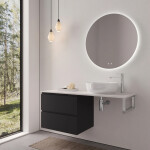 CERANO - Koupelnová skříňka Carole - černá matná + deska pod umyvadlo z lit. mramoru Elanys - 12 mm + konzole chrom - 160x46x49,2 CER-679332