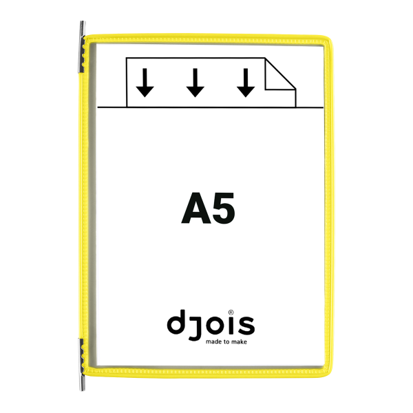 Djois závěsný rámeček s kapsou, A5, otevřený shora, žlutý, 10 ks