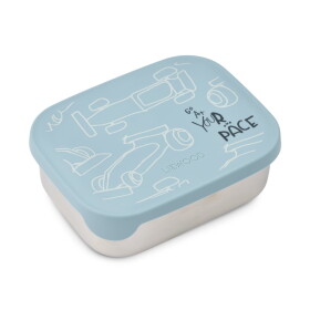 LIEWOOD Svačinový box Arthur Race cars / Beach blue 900 ml, modrá barva
