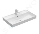 VILLEROY & BOCH - Collaro Umyvadlo nábytkové 800x470 mm, s přepadem, otvor pro baterii, CeramicPlus, Stone White 4A338GRW