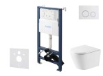 Kielle - Genesis New Set předstěnové instalace, klozetu Nefia, Vortex Rimless+, sedátka softclose a tlačítka Gemini New II, lesklá bílá/chrom 30528SS49