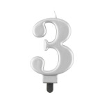 Svíčka dortová stříbrná číslo 3 - Albi