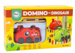 Mamido Červené autíčko dinosaurus na baterie s barevným domino 4 barvy kostek